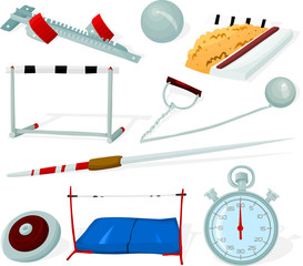 Set of a athletics tools and objects