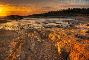 Golden sunset over the Pacific Ocean