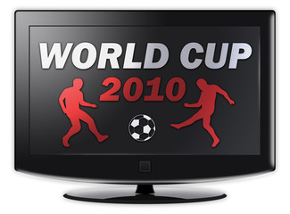 Flatscreen TV with "World Cup 2010" on screen