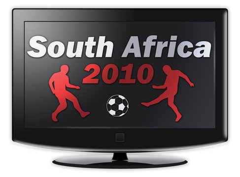 Flatscreen TV with "South Africa 2010" on screen