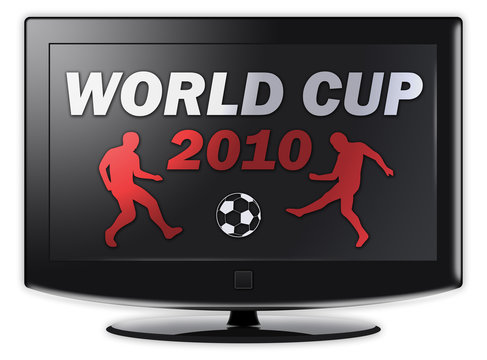 Flatscreen TV with "World Cup 2010" on screen