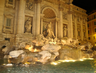 The night view of Fontana di Trevi