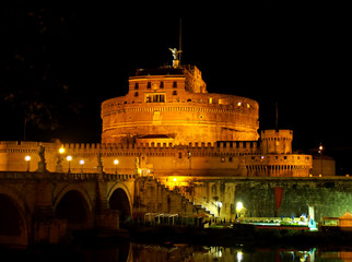 the night view of Castle sant' angelo