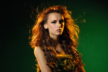 Fototapeta premium fashion woman with funning hairs