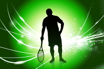 Tennis Player on Abstract Modern Light Background