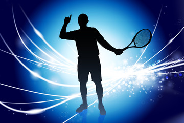 Tennis Player on Abstract Modern Light Background