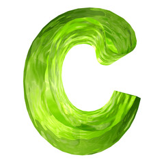 High resolution green glass font isolated