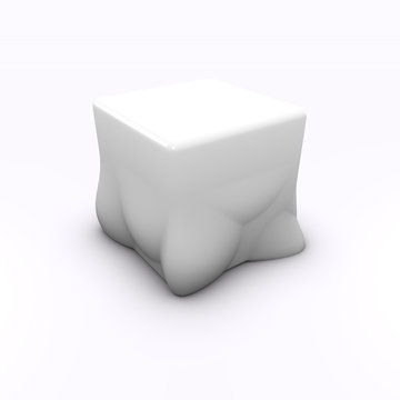 render of a molten melted cube child chair seat