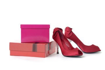 women's shoes on the stack gift red box