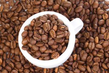 cup with coffee beans