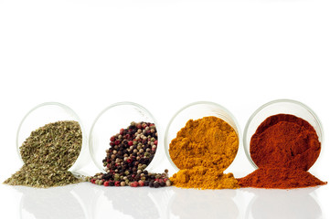 Image of mix of spice out of the bowl printed on Printed Glass Splashbacks