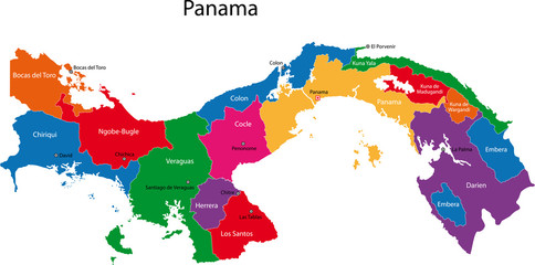 Map of the Republic of Panama with the provinces