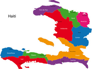 Map of the Republic of Haiti with the departments