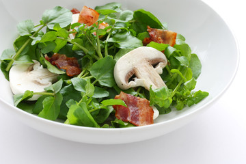 Watercress mushroom salad