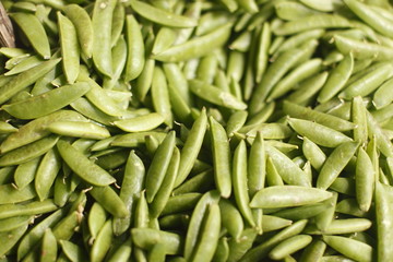 Fresh peas at a market.
