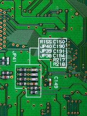 Closeup of electronic circuit board