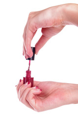 Woman painting nails