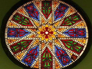 Vidriera de la fábrica de cristal en La Granja de San Ildefonso.