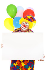 Naklejka premium Sad Clown with Sign