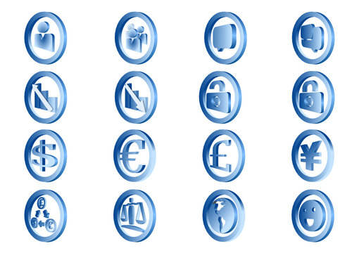 3d round border metal web icons - set 2