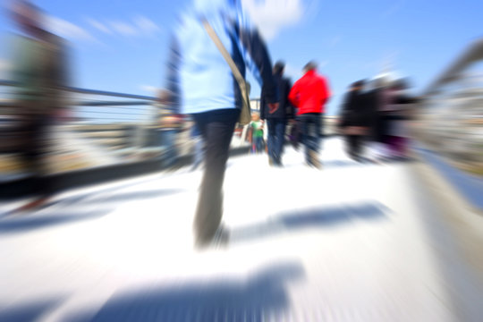 abstract people walking motion blur