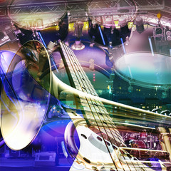 abstract jazz rock background musical instruments