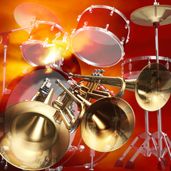 abstract jazz rock background musical instruments