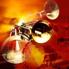 abstract jazz rock background musical instruments
