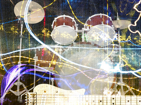 abstract jazz rock background musical instruments
