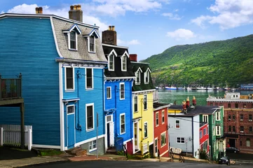Peel and stick wall murals Canada Colorful houses in St. John's