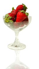 Strawberries in a crystal wineglass isolated on white background