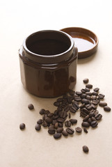 Black coffee in a ceramic jar