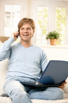 Young man on phone call