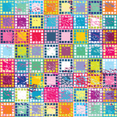 Retro background with colored squares