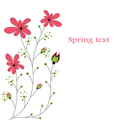 Abstract background with red flowers. vector illustration