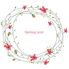 Abstract background with red flowers. vector illustration