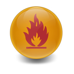 Esfera brillante con simbolo inflamable