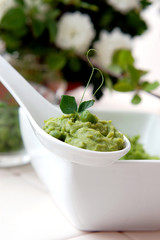 a spoonful of pea puree