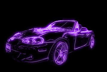 Fototapeta na wymiar Neon car glow
