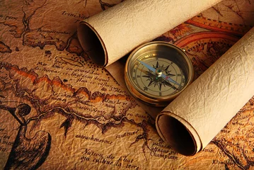Fotobehang Compass and a map © Fyle