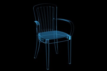 armchair 3D rendered xray blue transparent