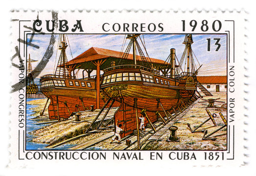 CUBA - CIRCA 1980: A stamp printed in Cuba shows image of the co