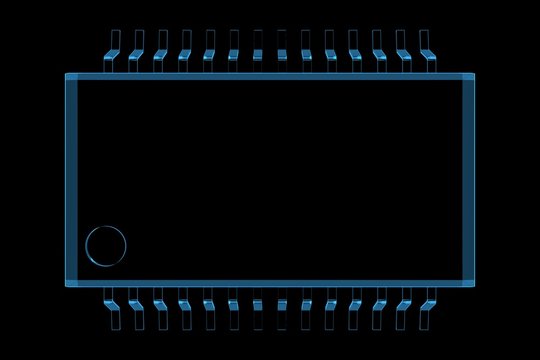 Chip SSOP-28 3D rendered xray blue transparent