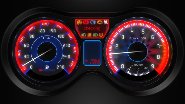 car dashboard animation, with sound
