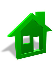 Green 3D house symbol