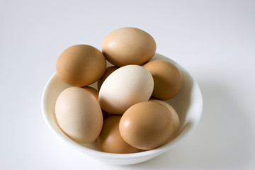 A bowl of farm fresh brown eggs