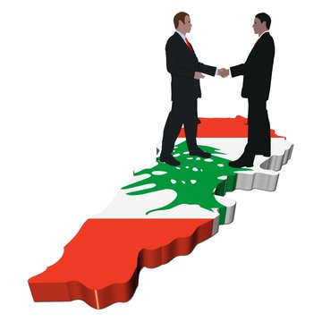 Business meeting on Lebanon map flag illustration