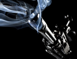 smoking assault rifle