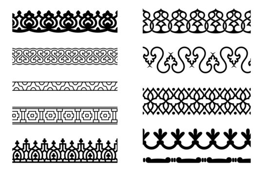 Set of pattern brushes for border decoration