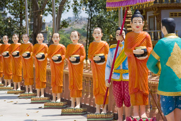 Naklejka premium The image of monks in a Buddhist Temple in Sihanoukville